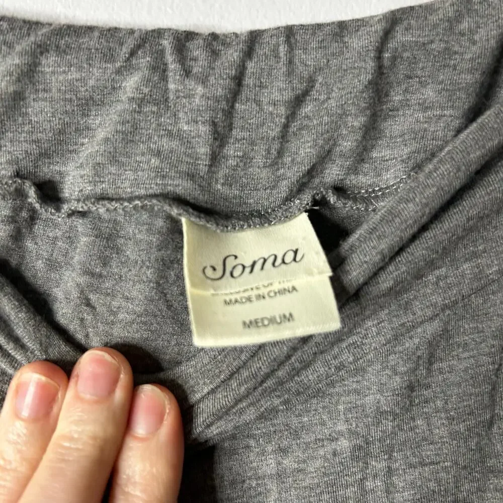 Soma Cool Nights Pajama Nightgown‎ Set Medium Lace Sleepwear Lightweight Gray